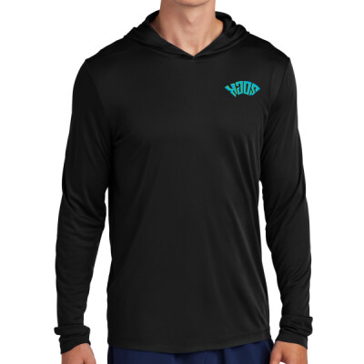 Adult Hooded Long Sleeve Drifit Performance Tee - Two-Sided Print Thumbnail